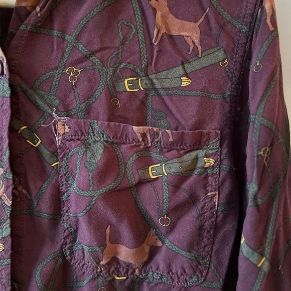 Beach Lunch Lounge Alana Dog Print Button Up Top Women Medium - Picture 13 of 13